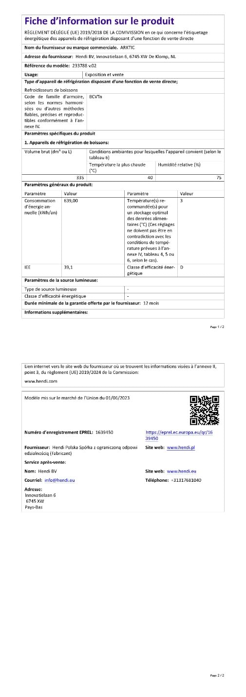 HENDI Frigorifero pubblicitario Arktic per bevande, armadio refrigerato verticale con pannello retroilluminato, 1 porta, 254L, 0–10°C, 220V, 250W, 578x605x(H)1980mm, acciaio verniciato a polvere nero