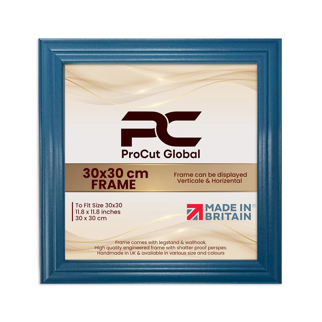 Procut Global 30x30CM Navy Blue Picture Frames - Classic Wooden Photo Frame with Shatterproof Perspex for Wall or Tabletop - Perfect for Posters, Certificates & Prints - Sizes & Colors Available