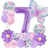 RNHDLY 20 Stück Geburtstagsdeko Schmetterling Mädchen, Folienballons Lila Rosa Geburtstag Deko, Schmetterlinge Deko für Themen Party Festival Dekoration (Nummer 7)