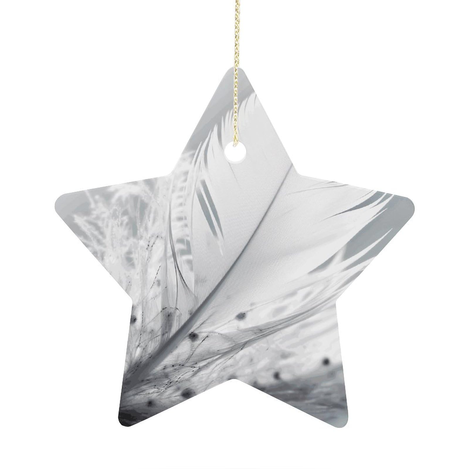 Fodpand Women's Style Fluttering White Feathers Ornament With String, Keepsake Hanging Decorations,Ceramic Ornaments For Men Indoor Home Holiday Party Gifts