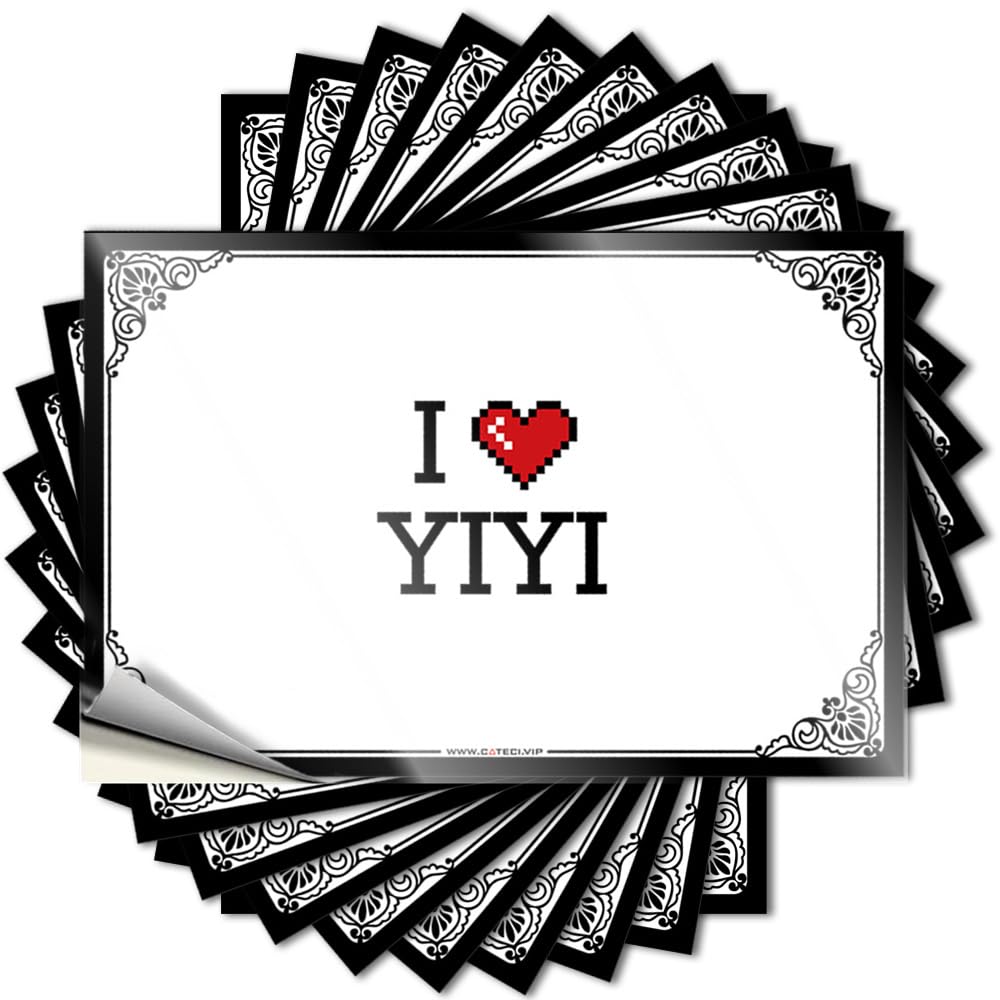 Lettering Sticker Outdoor Pool Decor Microfiber Coastal Hat I Love Yiyi - Scratch Resistant Stickers(8X12CM)