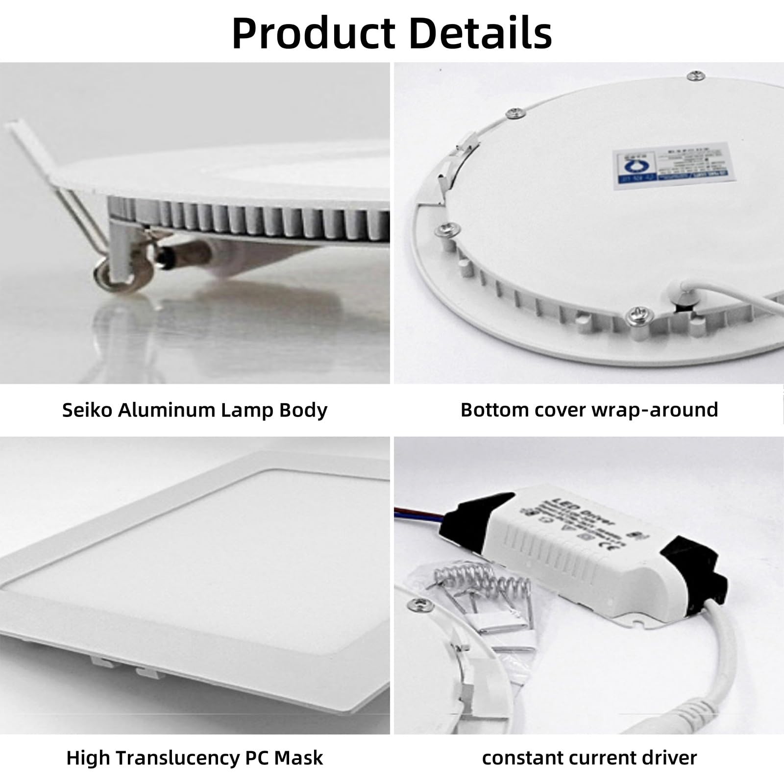 8er-Pack 24 W quadratische Einbauleuchte for Decke und Dusche dünnes Downlight 3000 K Küche Schlafzimmer Waschküche Schrankraum(24W,7 Pack)