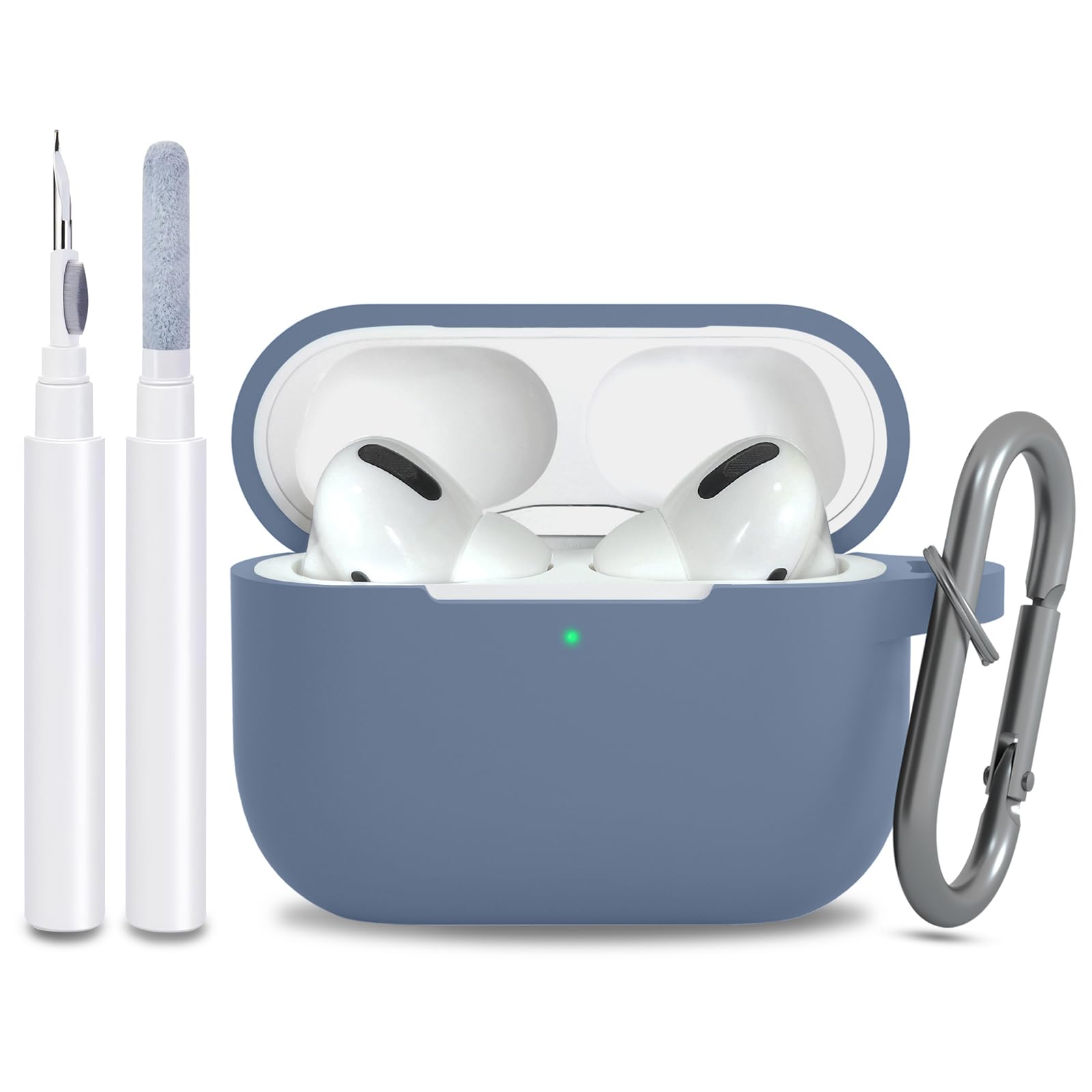 for AirPods Pro 2nd 1st Generation Case Cover with Keychain, Protective Soft Silicone Skin Accessories for Apple AirPods Pro Charging Case 2022/2019, Front LED Visible, Lavender Grey