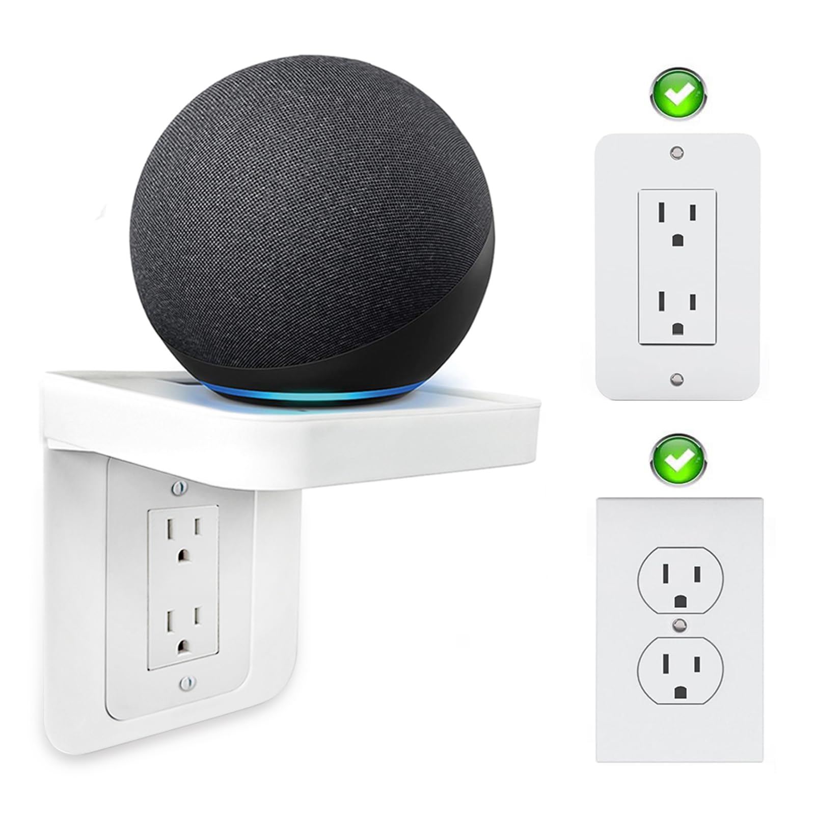 Power Perch Wall Outlet Shelf Holder for Kitchen & Bathroom Organization - Quick Install with Included Screws