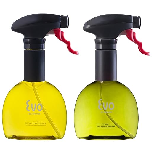 Evo Oil Sprayer Minis, Non-Aerosol for Olive, Cooking Oils, and Vinegars, 8-Ounce Capacity, 1 Each Yellow and Green