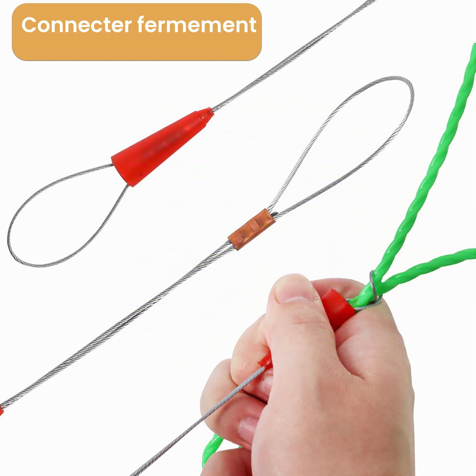 Gekufa Aiguille Electricien 50m, 4,5mm DiamèTre, tire cable avec boîtier et poignée en plastique, aiguille tire fil avec 2 ressorts de guidage, Aide à l'enfilage des câbles pour la pose de câbles