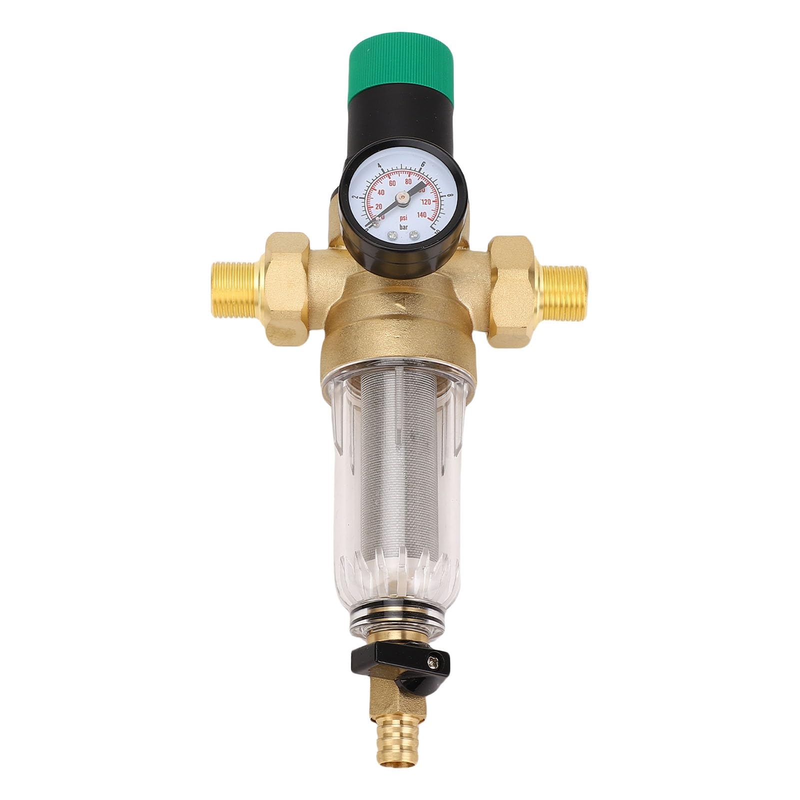 Home Reusable Brass Water Pressure Regulator with Meter for Precise