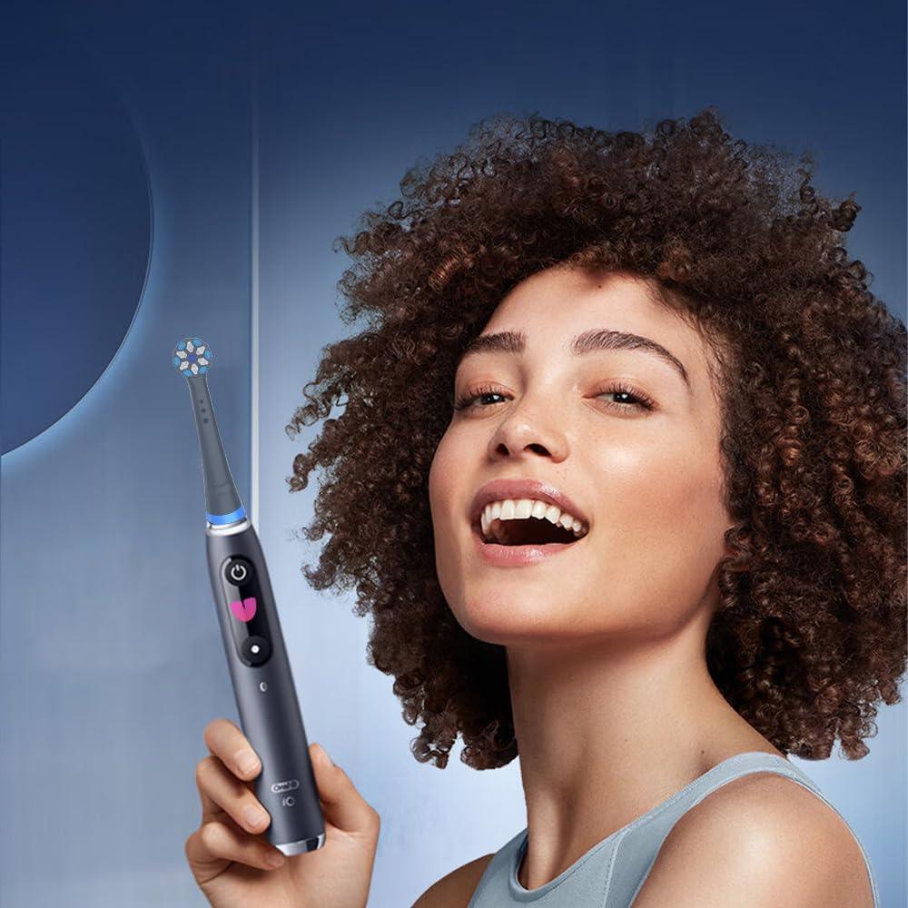Cabezales de Cepillo de Recambio Compatibles con Oralb iO Series 2–10, Cerdas Suaves Redondeadas, Colocación Fácil con Click, Pack de 4 – Negro — view 7