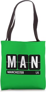 MAN Manchester Cheshire England Travel Souvenir White Text Tote Bag