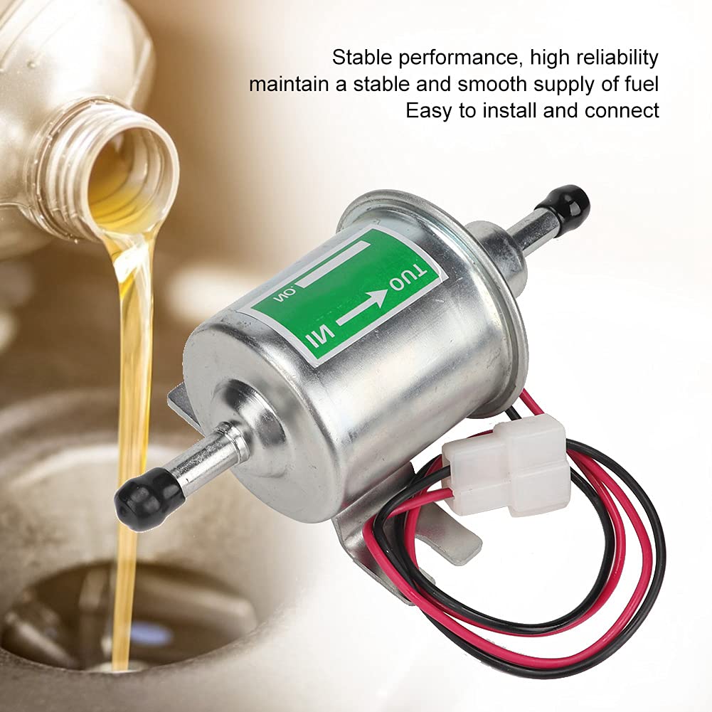 Tbest Pompa Elettrica Universale 24V per Auto e Barca con Filtro in Linea per Carburante Benzina (Argento)