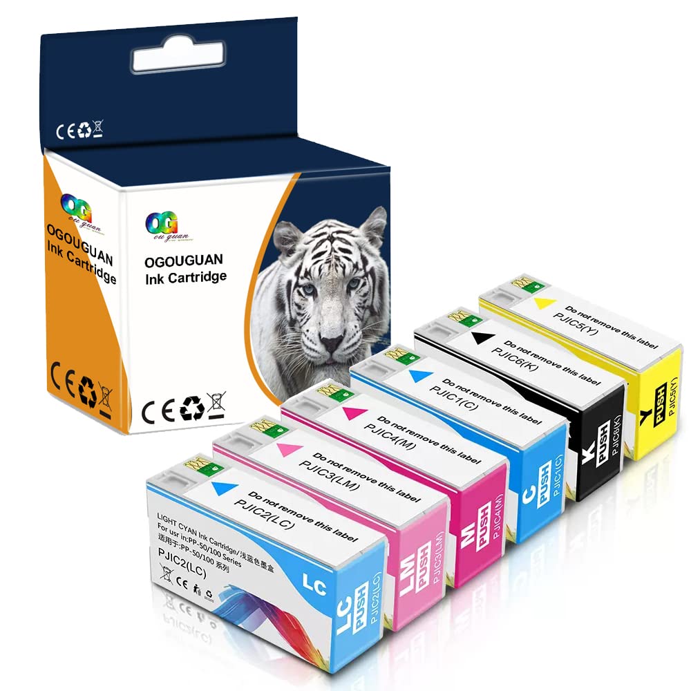 OGOUGUANCompatible PP-100 PP-50 Ink Cartridge (6-Pack) Use for Discproducer PP-50 PP-50BD PP-100N PP-100IIBD PP-100II PP-100AP Printer