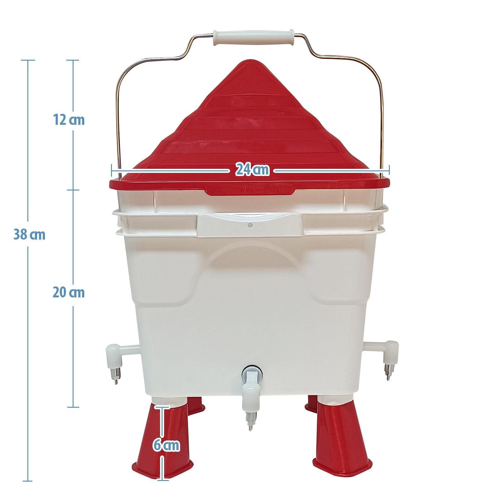 Breker Automatischer Kaninchen Tränkeeimer 8 Liter [mit 12CM ABNEHMBAREN STANDBEINEN] - Nippeltränke für Hamster, Hasen, Meerschweinchen & Kleintiere - ohne Metallkette - Einfache Reinigung