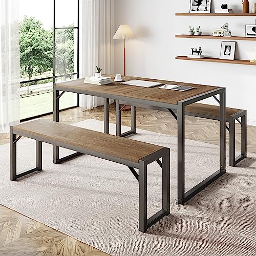 IMUsee 3PC 47.2" Dining Table Set for 4 with Benches,