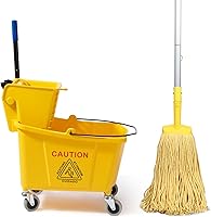 Vista 7 de Cubo de fregona con escurridor, 22 cuartos de galón (5.5 galones), limpieza de pisos, asa, ruedas, 16.5 pulgadas de largo x 10.6 pulgadas de ancho x