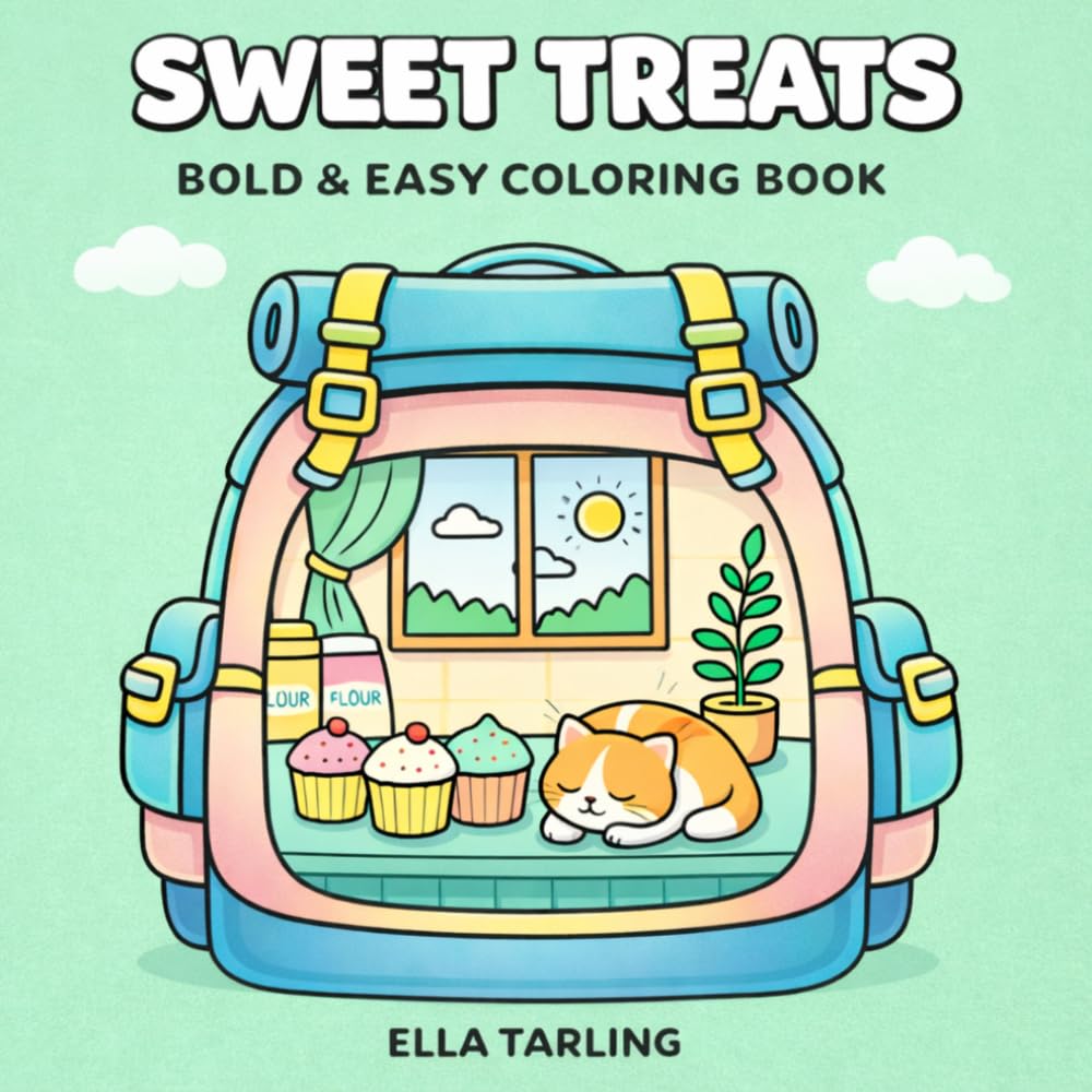 Sweet Treats Coloring Book: Bold & Easy Designs for Kids & Adults | Cute, Cozy & Simple Dessert & Candy Scenes for Relaxation (Cozy Life – Bold & Easy Coloring Book Series)