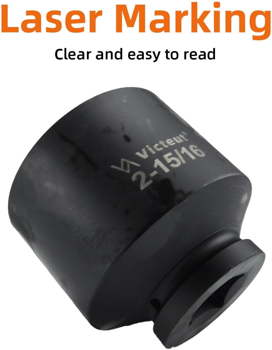 1" Drive 2-15/16" Impact Socket, 6-Point, Heat Treated Cr-V Alloy Steel, One-Piece Forged, Surface Phosphating and Blackening Treatment, Anti-rust, Radius Corner Design, No Harm to Nut Corners