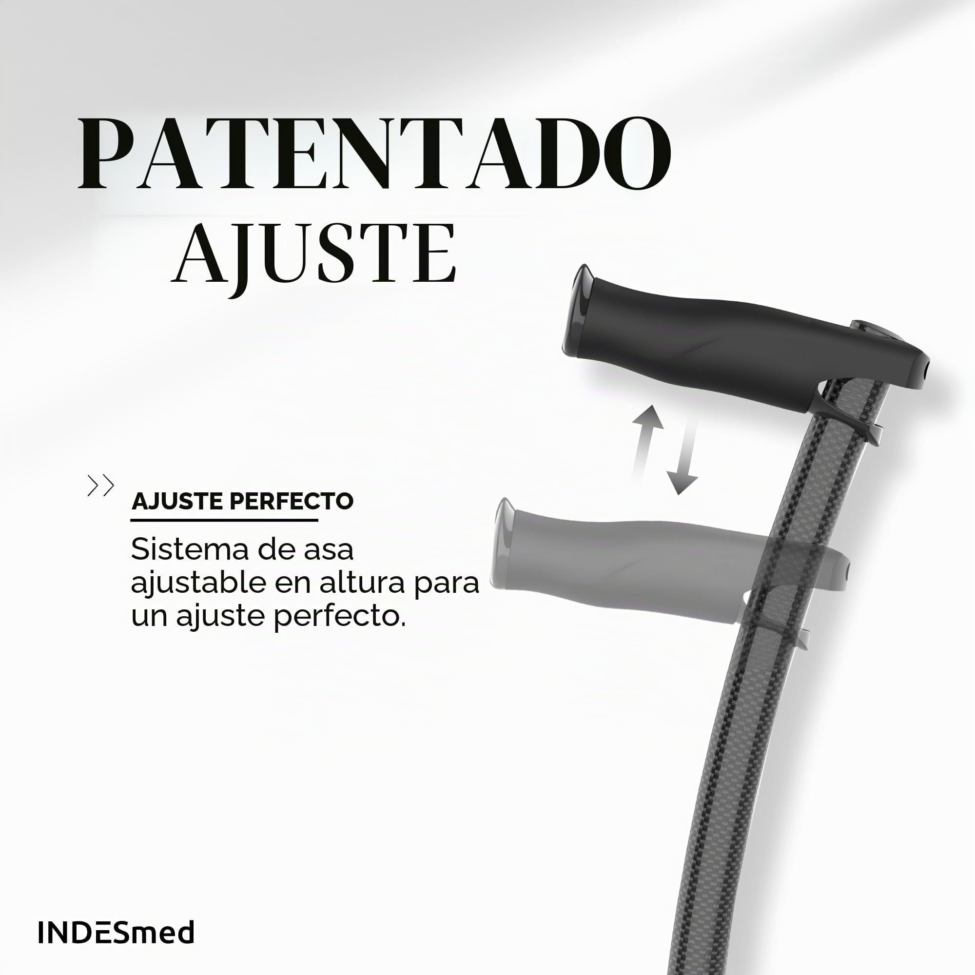 Bastón para Personas Mayores de Fibra de Carbono INDESmed | Ultra-Ligero, Ajustable, Ergonómico y Resistente | Ayuda para Caminar con Mango Antitendinitis | Cómodo y Seguro (Negro, S (155-165cm))