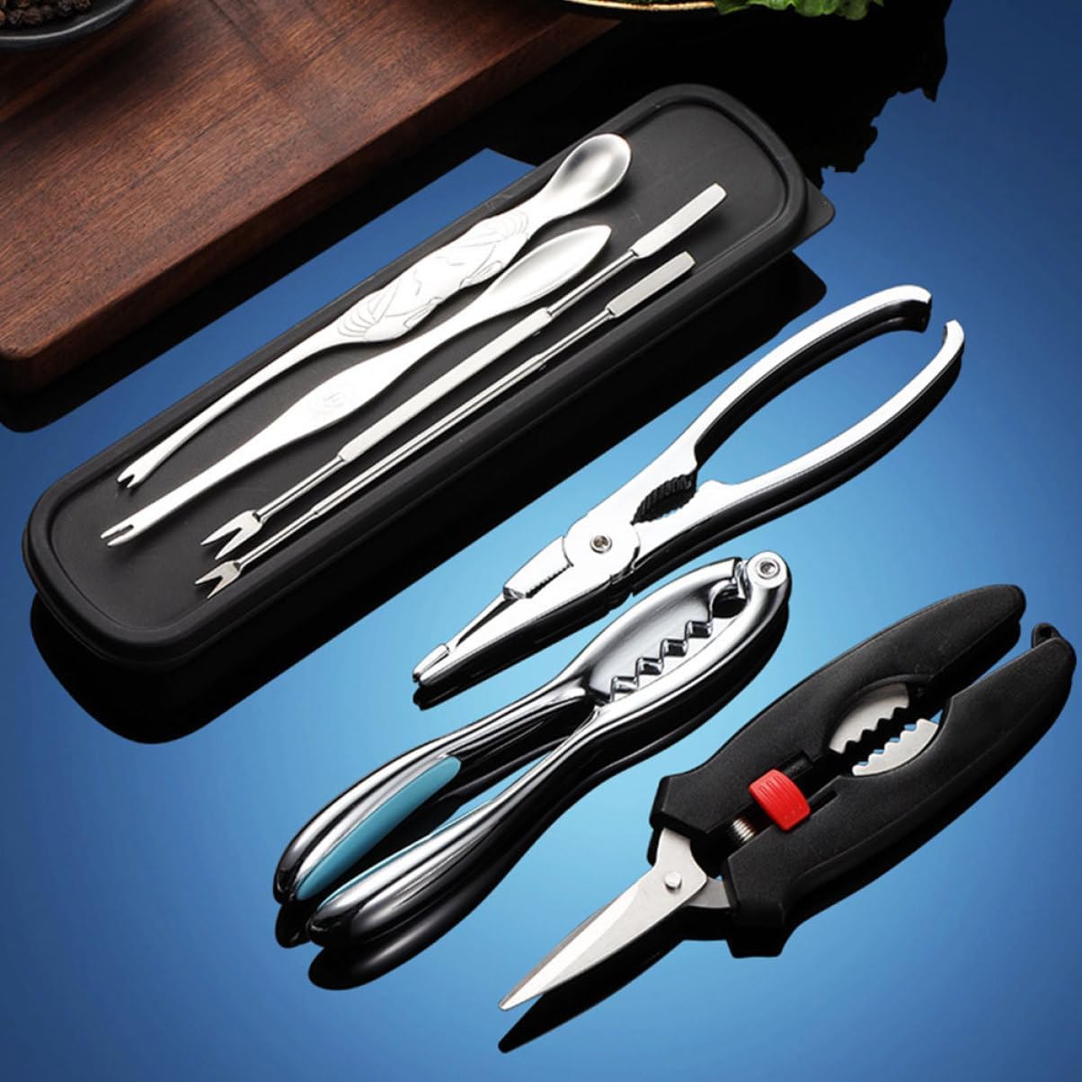 1Set Seafood Tools Set Crab Scissors Forks and Needle Kit for Effortless Shellfish Eating Ergonomic Design for Safe Grip and Durability
