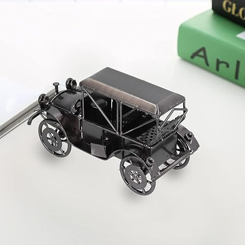 Miniatura 4 de Modelo de automóvil vintage de metal, modelo de coche clásico negro, modelo de automóvil antiguo, adorno para automóvil, colecciones de