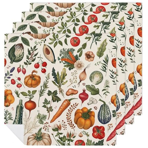 Servilletas de tela reutilizables con diseño vegetal y floral, set x4 miniatura 1