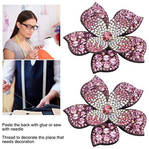 Fikalife 2Pcs Crystal Rhinestones Applique Shining Exquisite Portable On Patches For Jeans, Jackets, Clothing, Scrapbooking Handbag Shoes Diy Decorative Patches(Pink) #TOP1