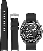 Bands for MoonSwatch Watch,Curved end No Gap,Premium Silicone Rubber Watch Strap for Omega X Swatch Moonswatch Speedmaster/Rolex/SEIKO 20mm 22mm Watch Strap Replacement Band for Men Women