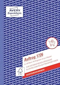 Avery Zweckform Auftrag 1726 A5 Geschäftsbuch