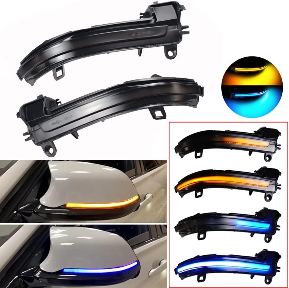LED Dynamic Turn Signal Light Side Mirror Blinker Sequential Lamp for Bmw 1 2 3 4 Series F20 F30 F31 F21 F22 F23 F32 F33 F34 X1 E84 (Blue-Yellow)