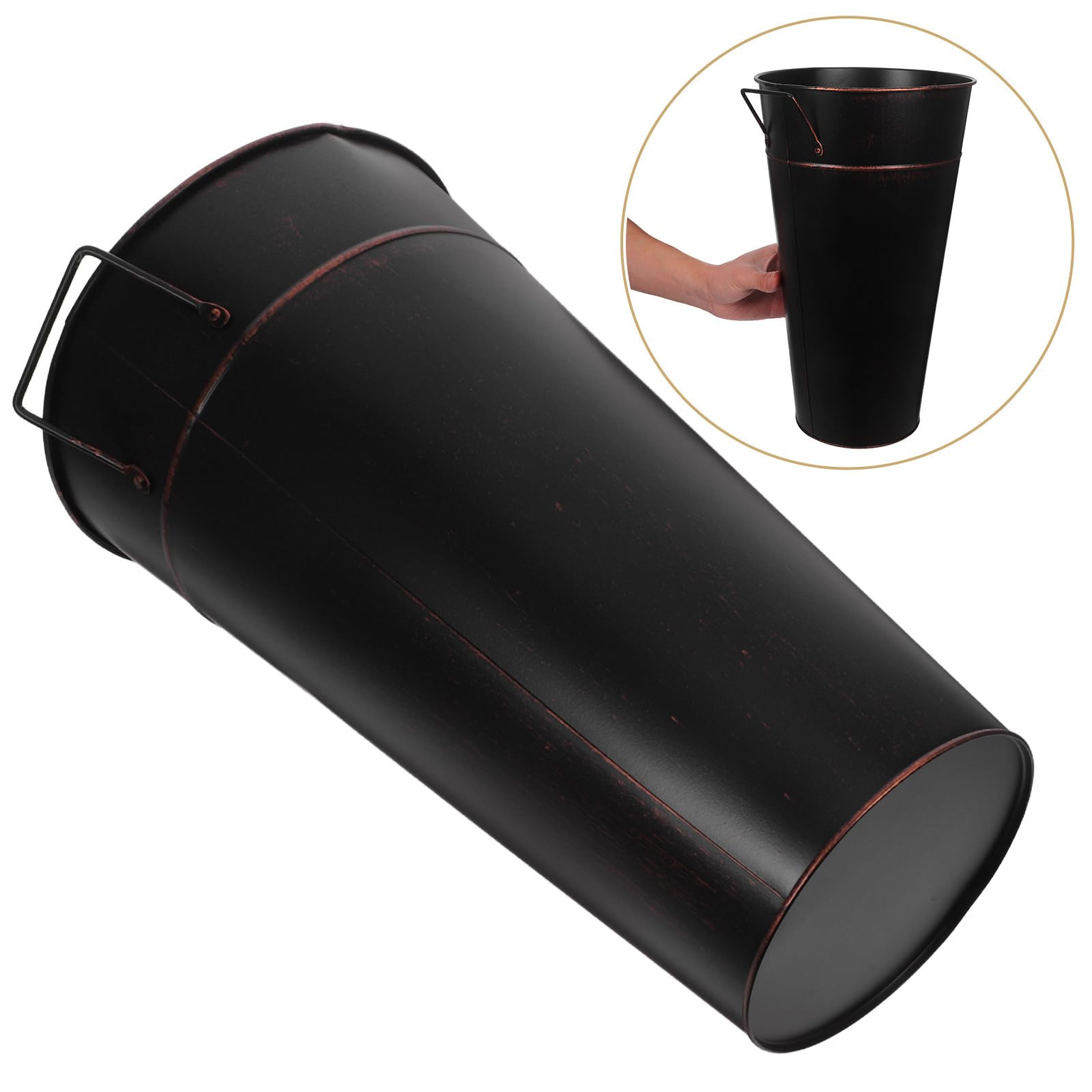 DOITOOL Leñero de Metal con Asa para Chimenea, Cubo Alto con Gran Capacidad, Organizador Decorativo y Portátil para Leña en Interiores y Exteriores