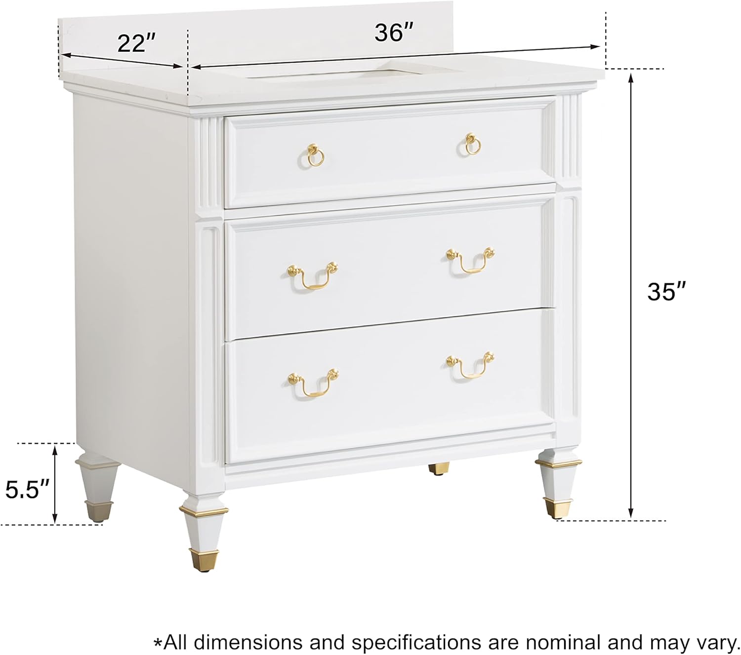 WELLFOR 36" Bathroom Vanity with 24" Wall Mounted Mirror Cabinet, Wooden Bathroom Vanity with Sink Set, Freestanding Bathroom Furniture for Home Decor and Storage Organization, White