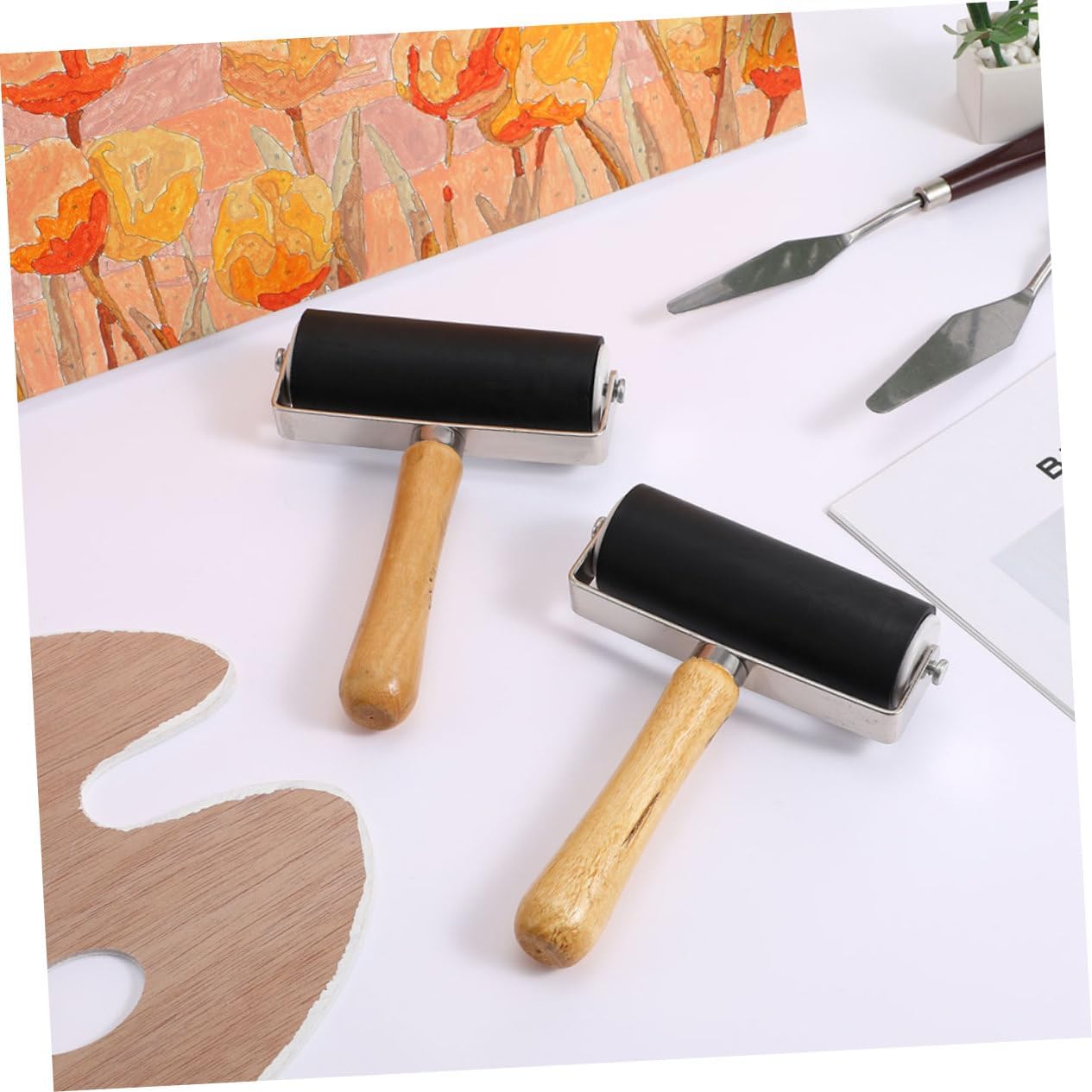 Lurrose 3pcs Printmaking Ink Roller Handheld Glue Roller for Painting Easy to Clean Ergonomic Design for Smooth Application for
