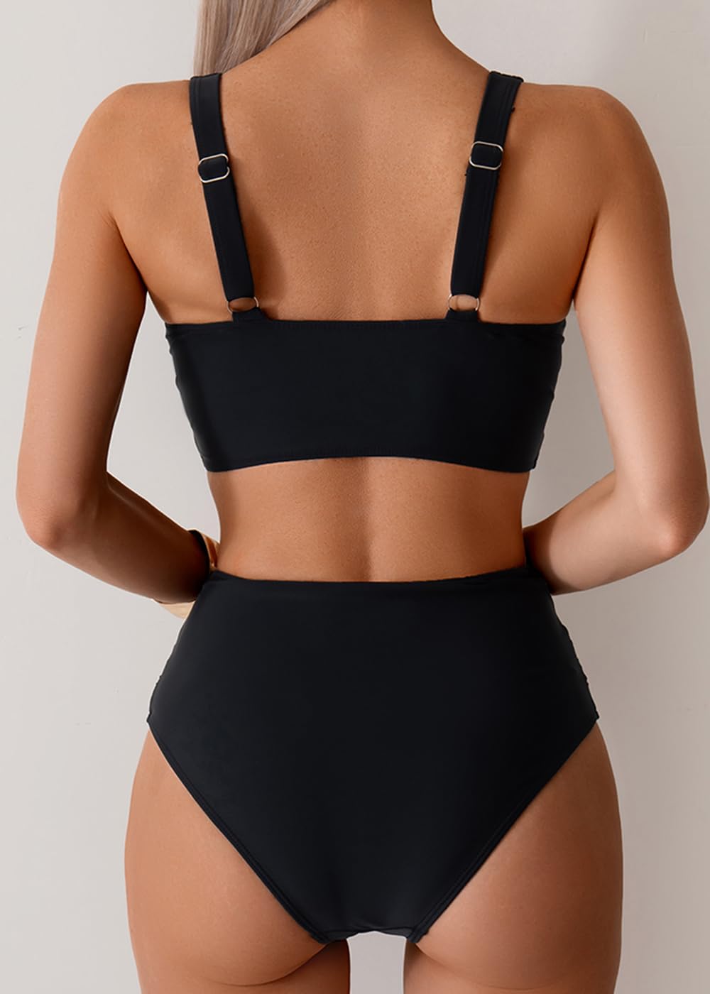 Bikini Damen Set Push up High Waist Sexy Triangel Breites Unterbrustband Mit Cups Zweiteiliger Badeanzug Bademode Swimsuits