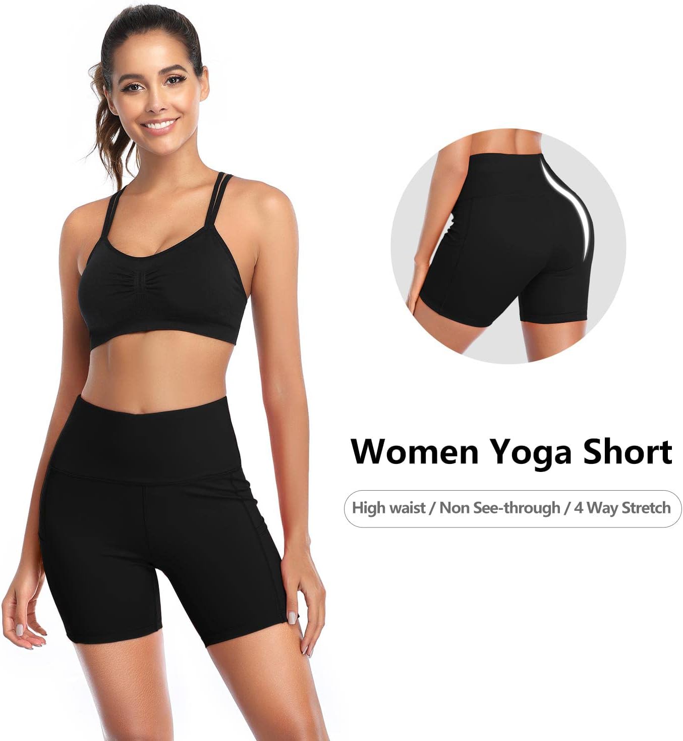 DAYOUNG Women Yoga Shorts High Waist Tummy Control Workout Biker Running Athletic Compression Short with Pockets - Image 3