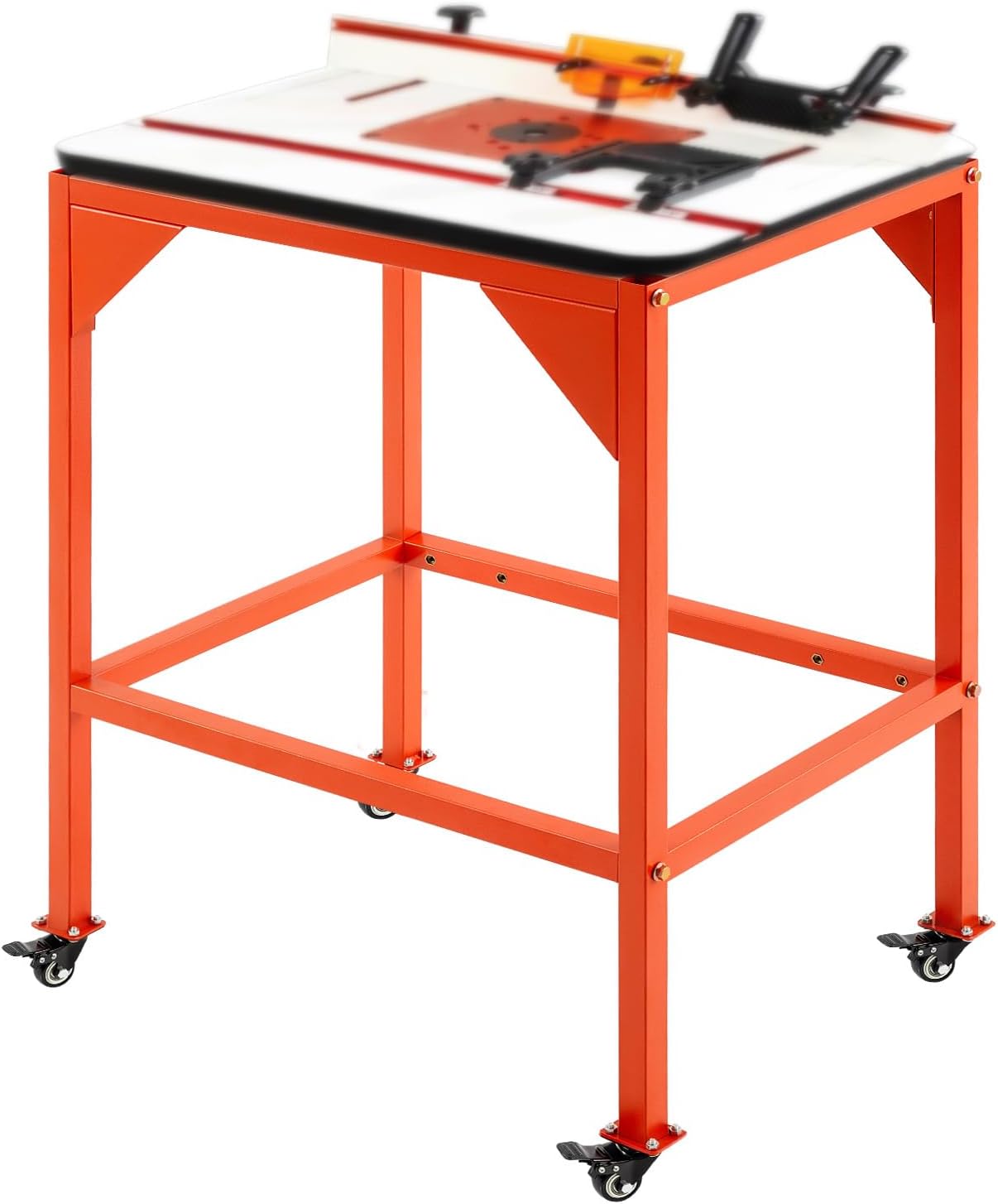 Router Table Steel Stand Heavy Duty Router Table Stand with Adjustable Leveling Feet for Miter Saw, Drill Presses, Grinders, Planers and Sanders, Orange