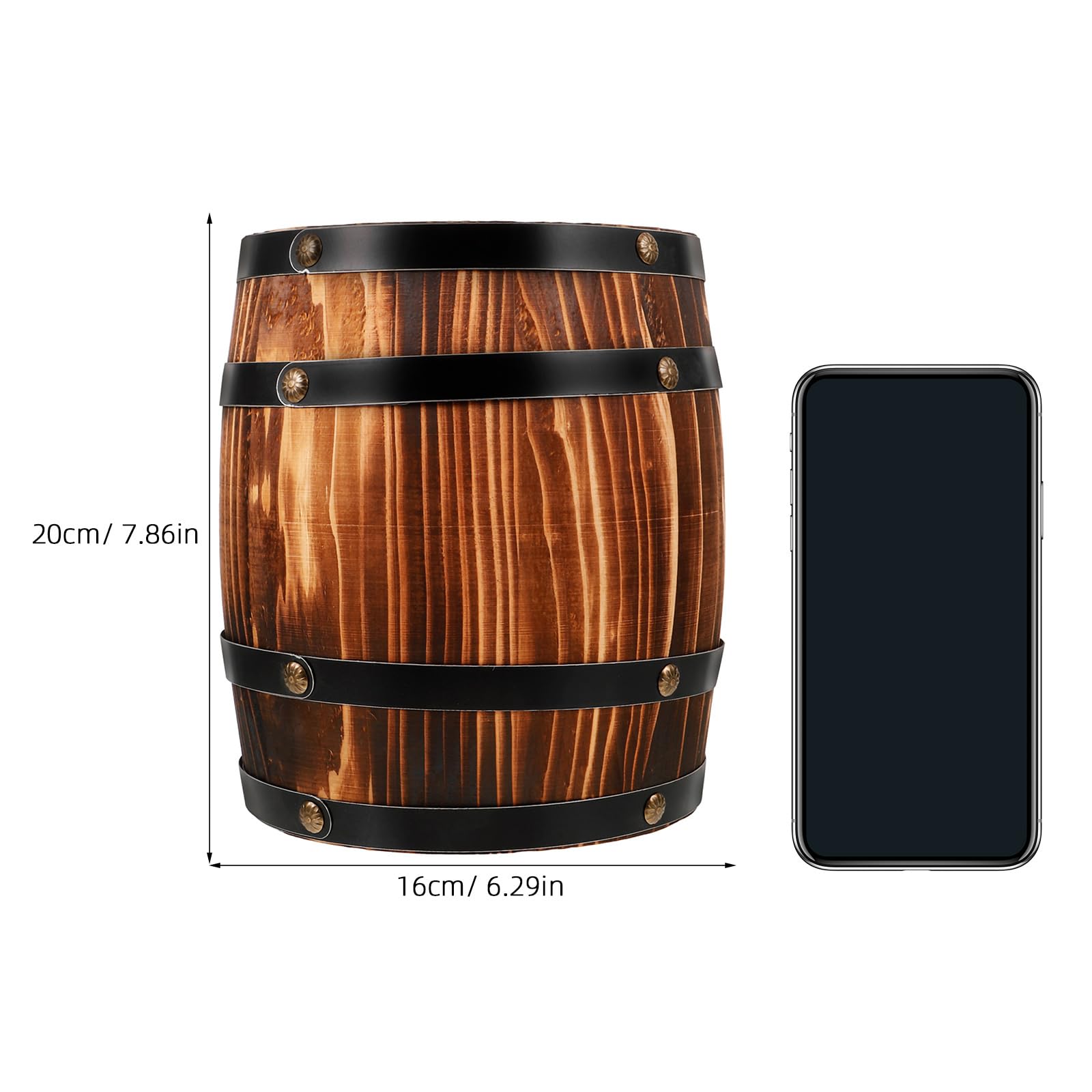 Zerodeko Barril de madera pequeño para cerveza, accesorio decorativo para fotos, barril de vino de madera, adorno rústico para bar, hogar, manualidades decorativas