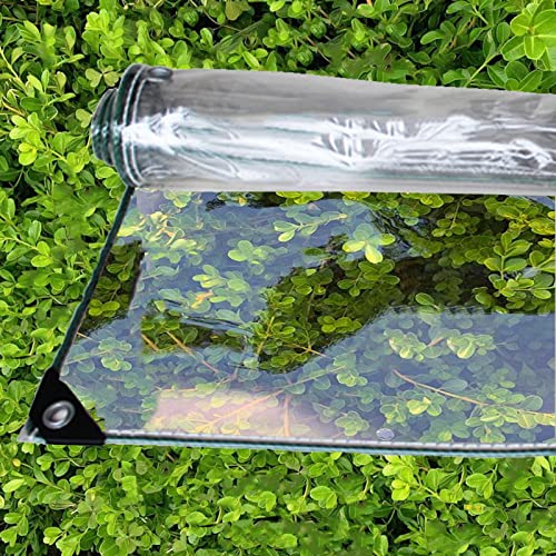 0.4mm Transparente Plane Mit ösen,Wasserdicht Klar Abdeckplane Gewebeplane PVC Folie Markisen Tarps Schutzplane Für GartenmöBel,Bodenabdeckungen Schuppenstoff Regenfest 450G/M² (1.6x1.9m/5.2x6.2ft) Cover