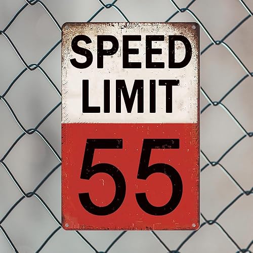 Miniatura 4 de Letrero de metal de estaño vintage, señal de límite de velocidad, límite de velocidad de 55 MPH, señal de límite de velocidad, señal de tráfico de