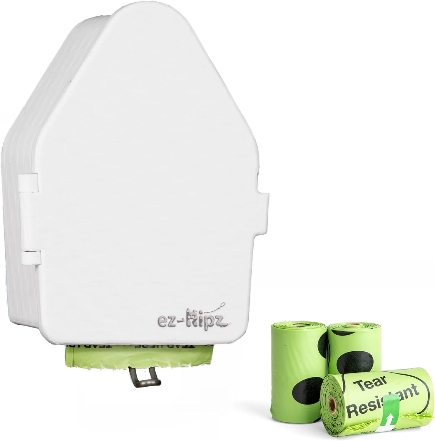 Indoor/Outdoor Dog Poop Bag Dispenser Wall Mount (White), Includes 3 Sample Rolls of Waste Bags, Easy Setup Dog Poop Station