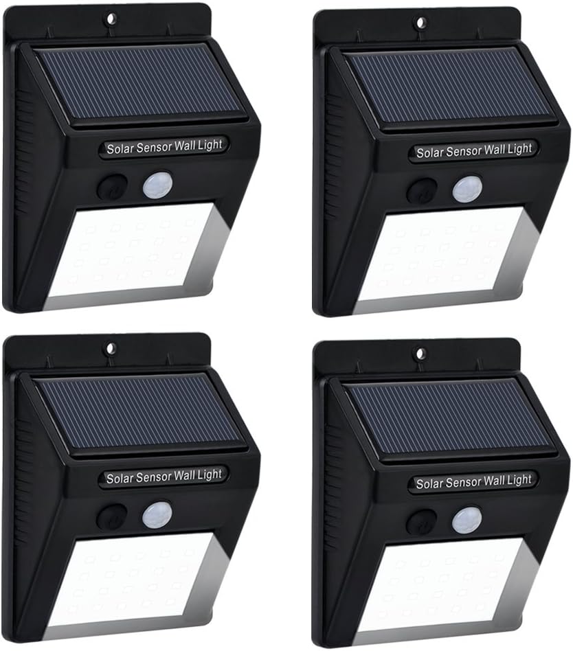 Solar Motion Sensor Lights 4000K Security Light outdoor Wall lamp (4 Pack)