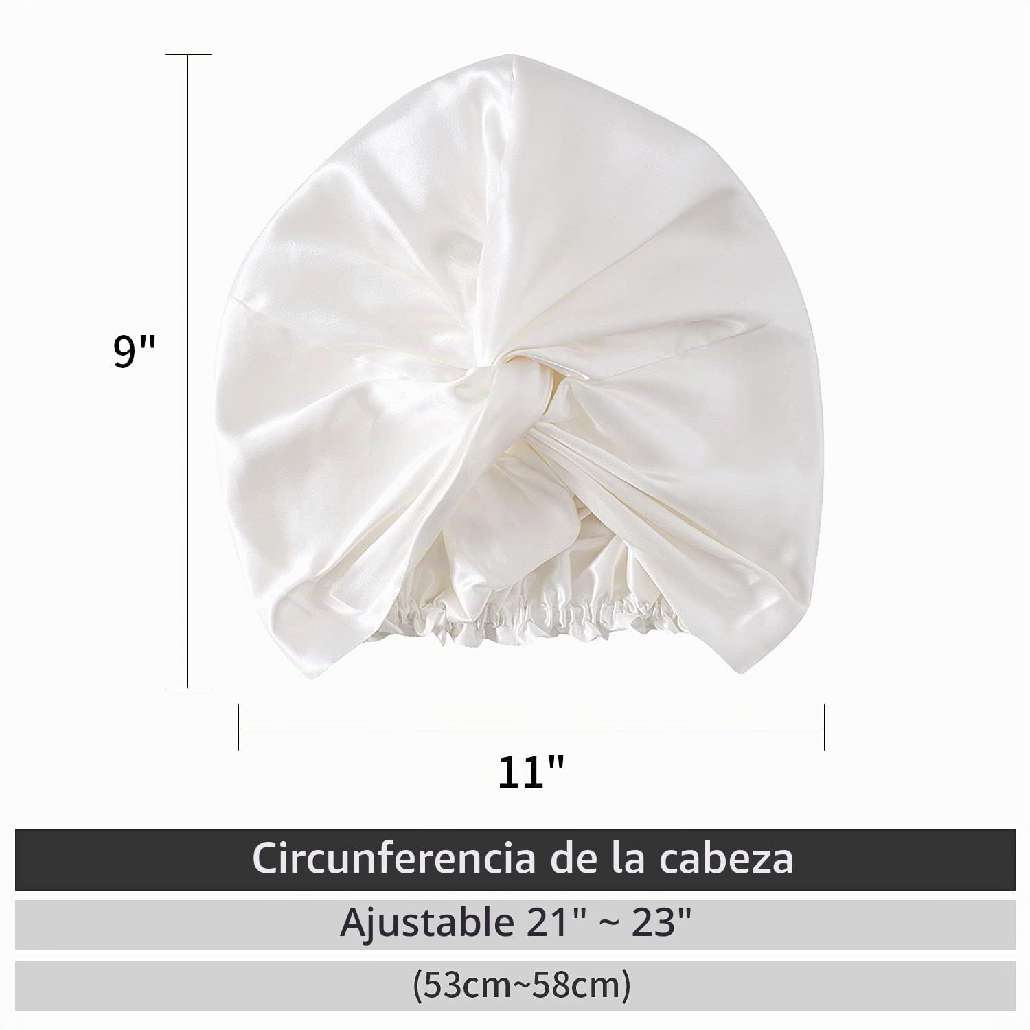 ZIMASILK - Gorro de seda 100 % de morera de 22 mm para dormir con elástico que se adapta a la cabeza y plisado clásico, gorro de seda para el cuidado del cabello de la mujer (1 unidad, marfil)