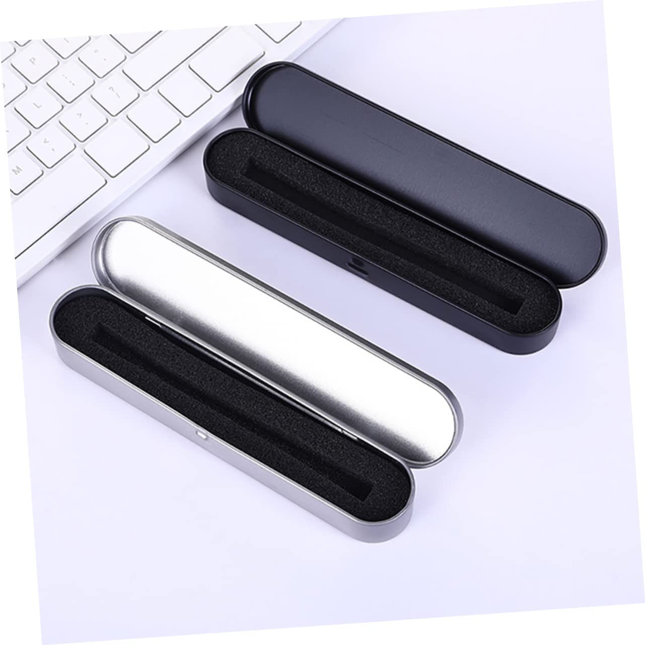 OSALADI 10 set Scatola Per Penne Scatola Per Cancelleria Piccolo Astuccio Per Matite Organizer Da Scrivania Portapenne In Alluminio Astuccio Per Matite Piatto E Rigido 4 pezzi * 10