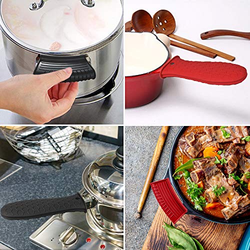 8 Pack Silicone Hot Handle Holder, Non-Slip Silicone Pot Holder Sleeve, Cast Iron Handle Covers, Assist Handle Holders Set, Heat Resistant Potholder Cookware Handle Cast Iron Skillet Handle Covers #TOP5