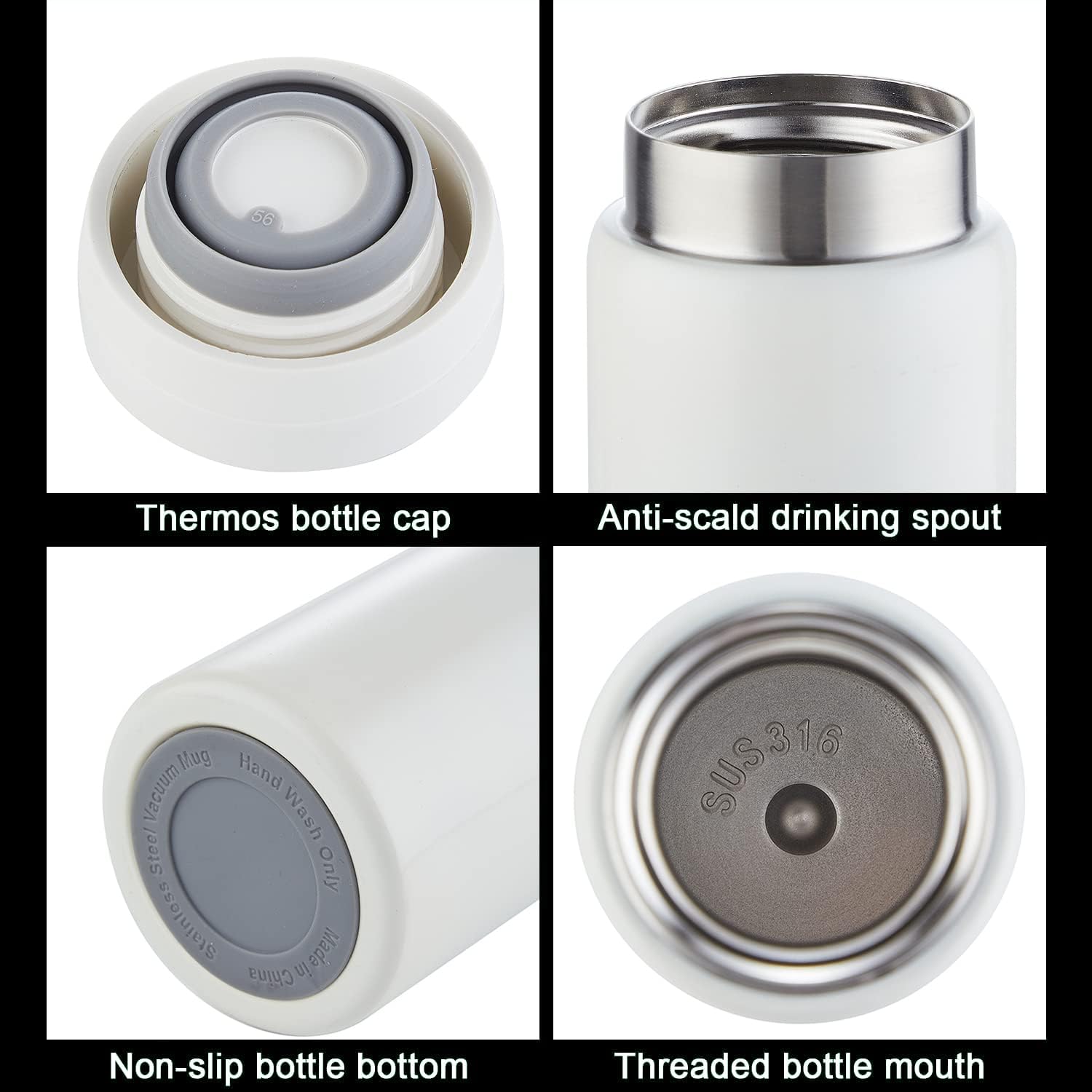 Mini Thermos Cute Water Bottle - 7 oz Tiny Insulated Vacuum 18/10 Stainless Steel Small Flask - Leak Proof & Spill Proof & Keeps Cold and Hot for Drink, Coffee, Tea - Purple - Image 3