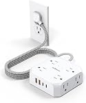 Surge Protector Power Strip, 8 Outlets with 4 USB Ports(2 USB C), 4-Sided 1050J Outlet Extender with 5FT Flat Extension Cord for Travel, Home, School, College Dorm Room Essentials