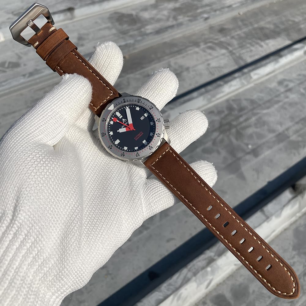 Burnside Steeldive Steelflier SF752, Schwarz, NH35, Saphir, Lume, Tauchen, Leder, BNIB