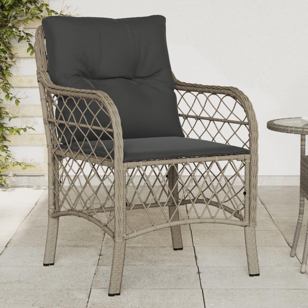 LAPOOH Fotele ogrodowe z poduszkami 2 szt. Polirattanowe Szary, Krzesła Taras na zewnątrz, Krzesła balkonowe, Krzesła ogrodowe na zewnątrz, Krzesło tarasowe - 365158