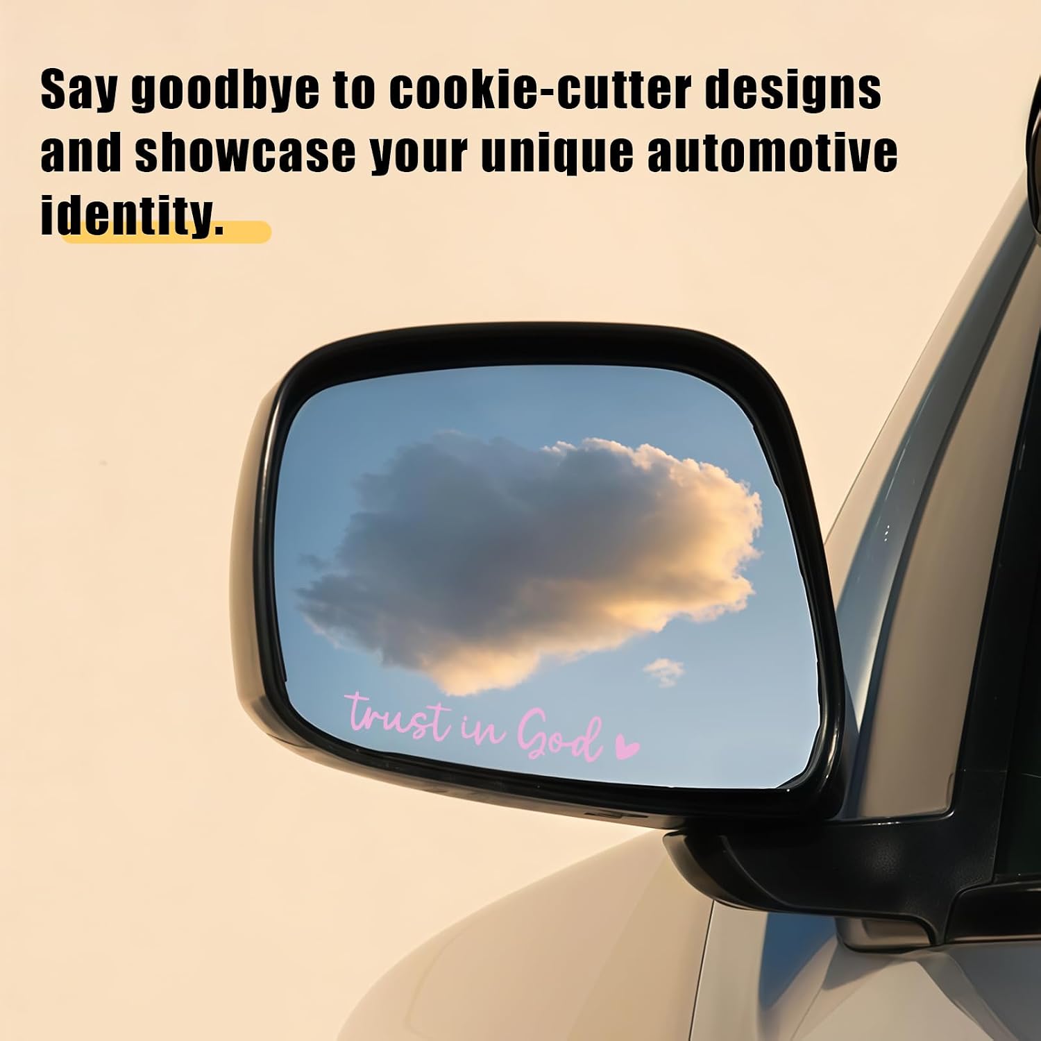 3 PCS Trust in God Rearview Mirror Car Stickers, Waterproof Vinyl Decals, Christian Car Accessories for Women, Cute Rear View Mirror Sticker for Auto Decor Fits Most Vehicles (Pink)