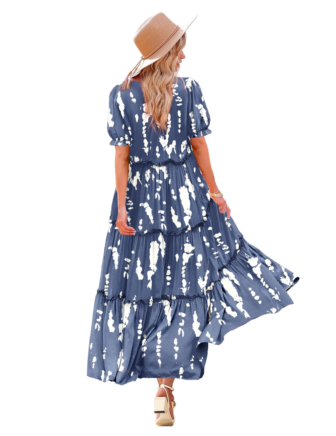 YESNO Sommerkleid für Damen, lässig, kurzärmelig, Blumenmust