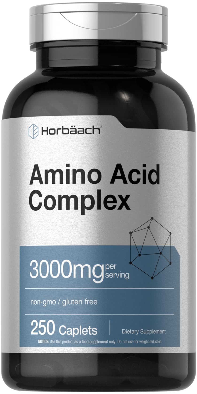 Horbäach Amino Acid Complex 3000mg | 250 Caplets | Non-GMO, Gluten Free Supplement