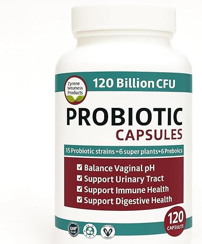 Zyrene Probióticos 120 mil millones de UFC  15 cepas, 6 prebióticos y enzimas digestivas para memmujer  Salud digestiva y apoyo inmunológico
